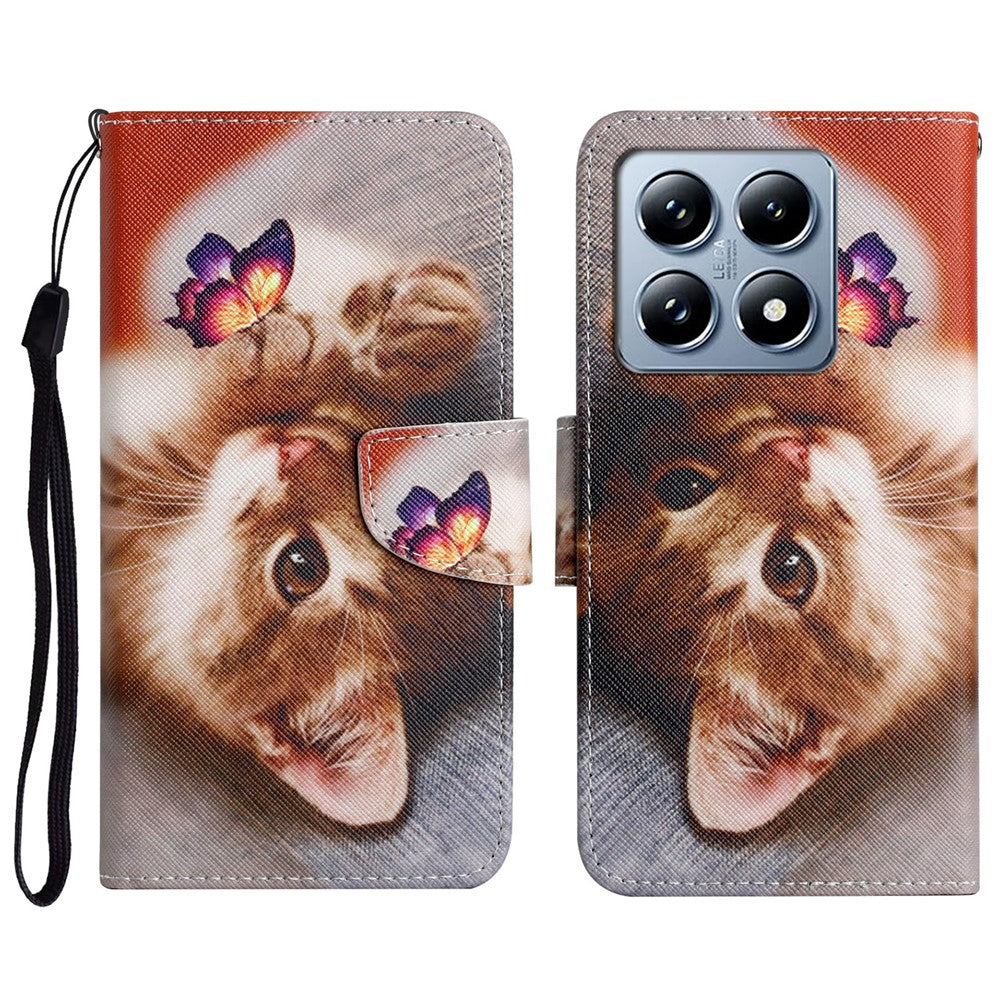 For Xiaomi 14T Case Pattern Printing Protective Leather Folio Phone Cover