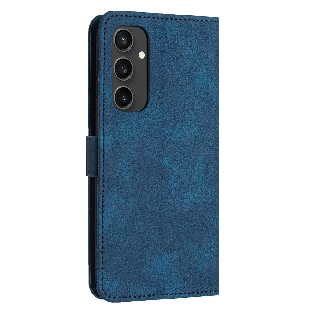 For Samsung Galaxy S24 FE Leather Case Solid Color Wallet Protective Phone Cover