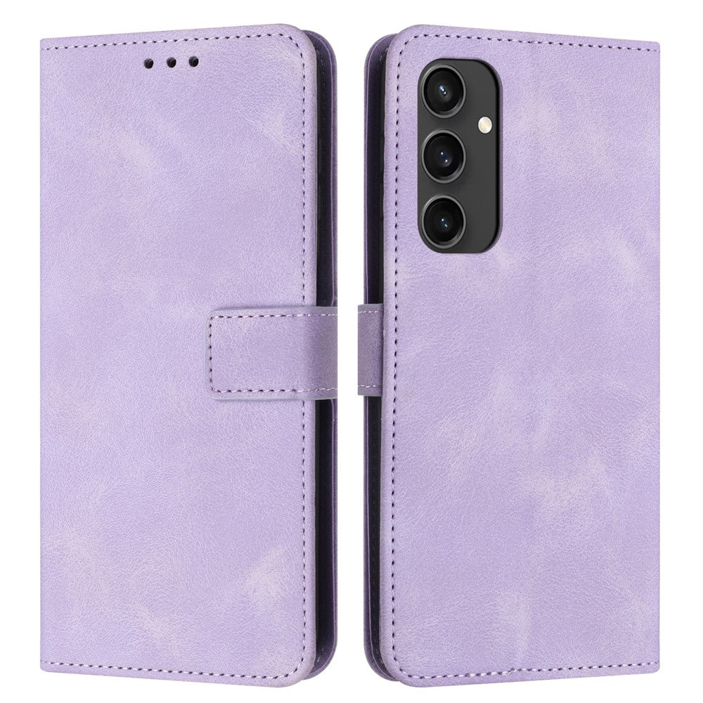 For Samsung Galaxy S24 FE Leather Case Solid Color Wallet Protective Phone Cover
