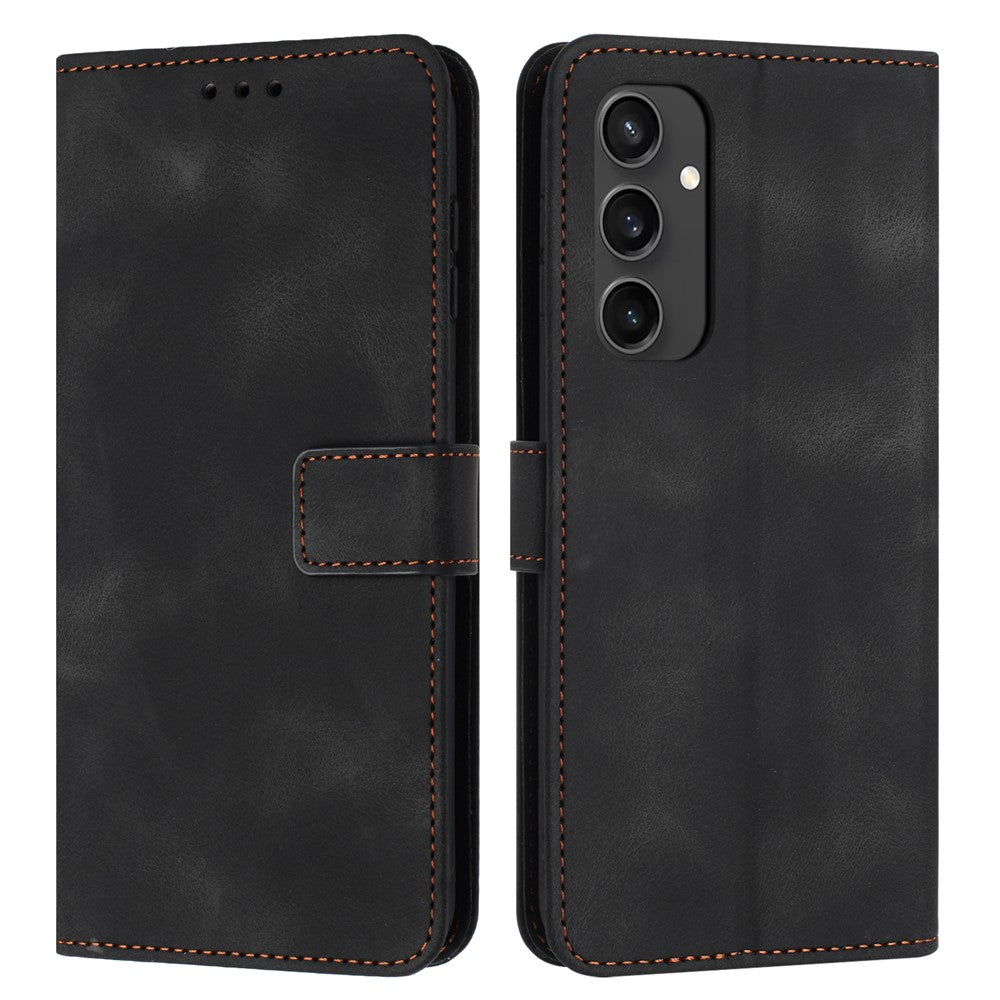 For Samsung Galaxy S24 FE Leather Case Solid Color Wallet Protective Phone Cover