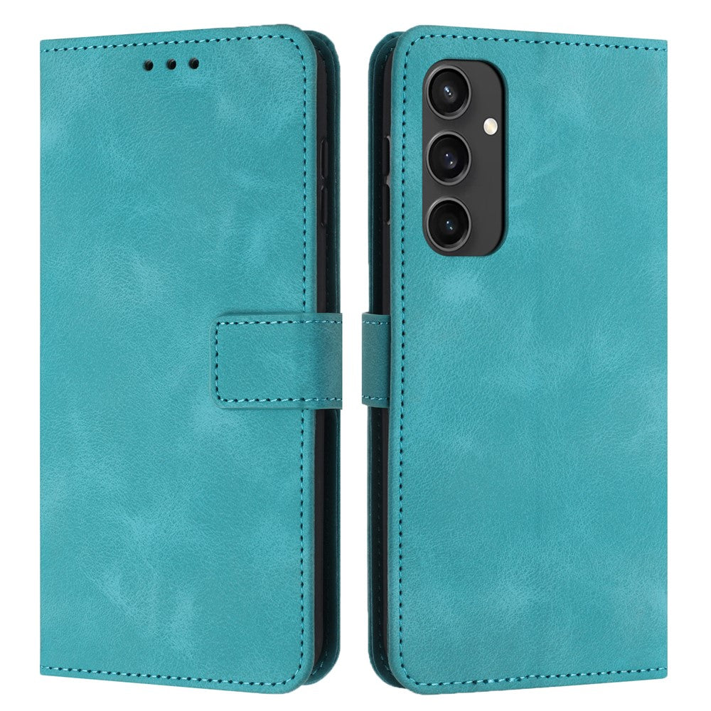 For Samsung Galaxy S24 FE Leather Case Solid Color Wallet Protective Phone Cover