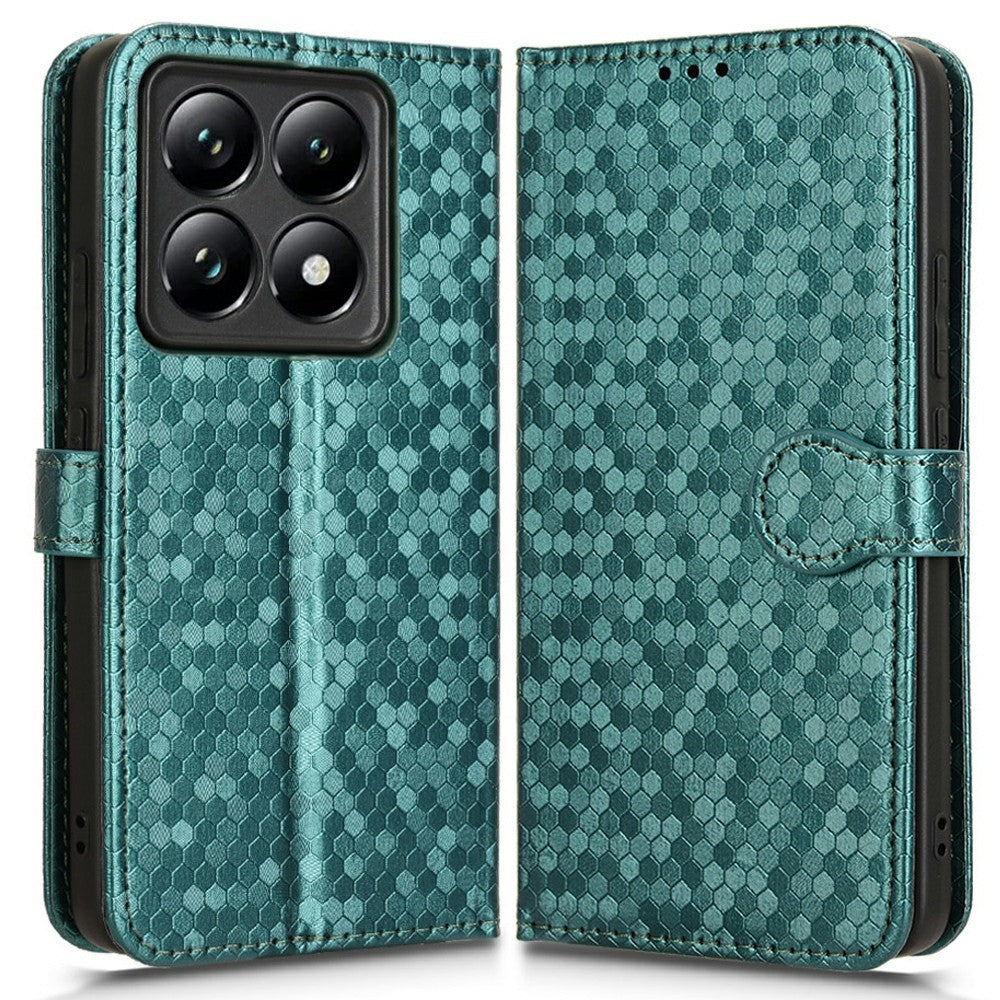 For Xiaomi 14T Pro Wallet Case Dot Pattern Imprint PU Leather Phone Cover