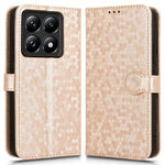 For Xiaomi 14T Pro Wallet Case Dot Pattern Imprint PU Leather Phone Cover