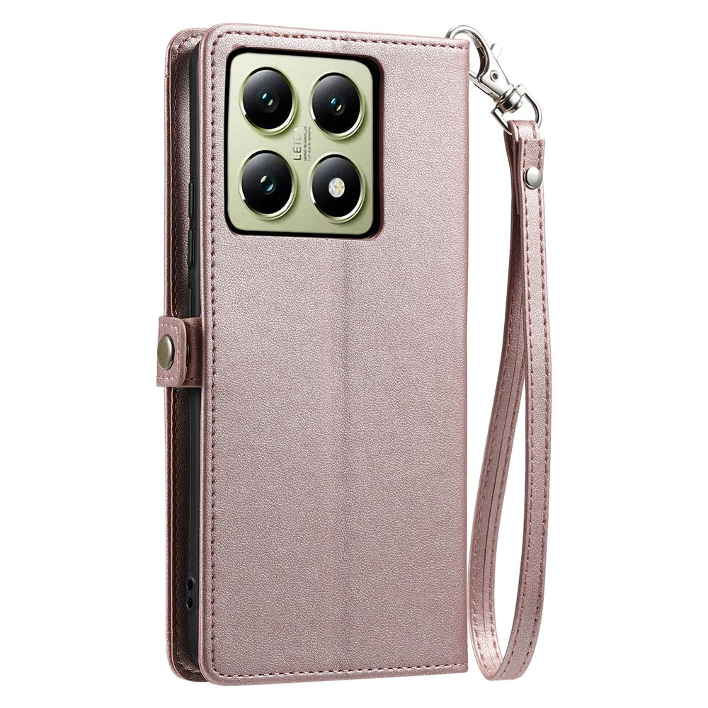 For Xiaomi 14T Leather Case Wallet Stand Phone Cover with Straps