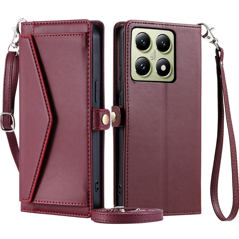 For Xiaomi 14T Leather Case Wallet Stand Phone Cover with Straps