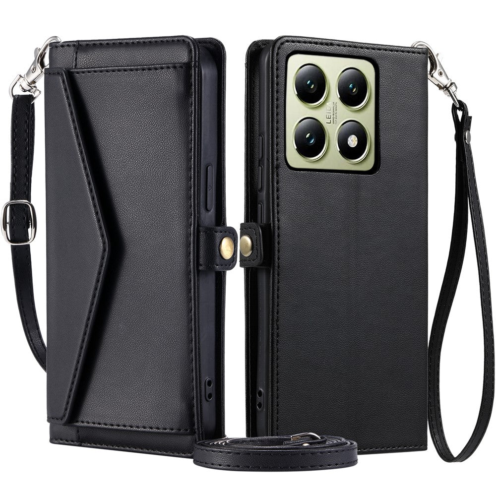 For Xiaomi 14T Leather Case Wallet Stand Phone Cover with Straps
