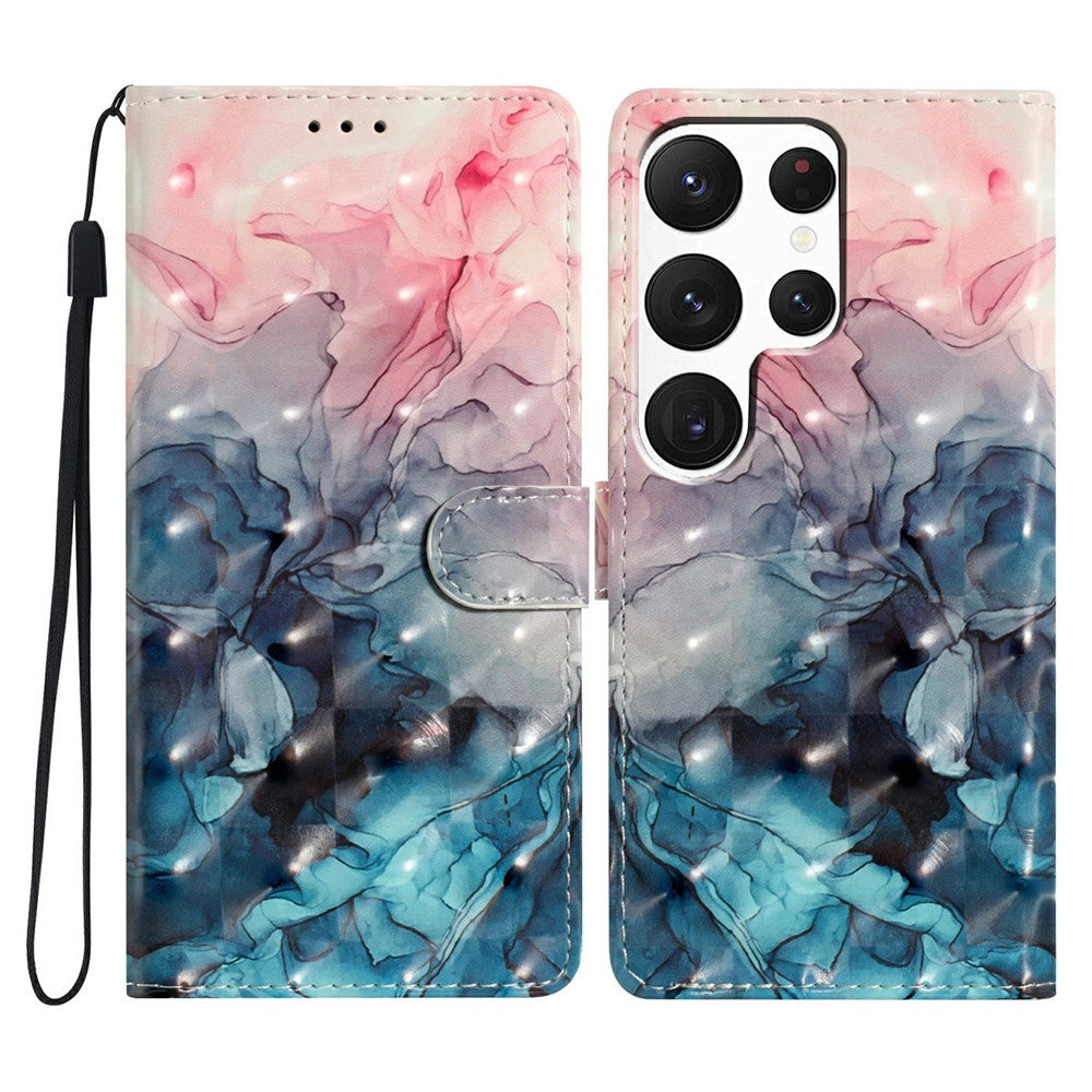 For Samsung Galaxy S25 Ultra Case PU Leather 3D Pattern Printing Wallet Phone Cover