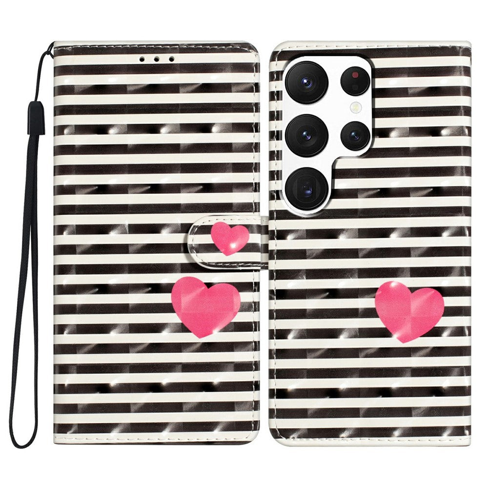 For Samsung Galaxy S25 Ultra Case PU Leather 3D Pattern Printing Wallet Phone Cover