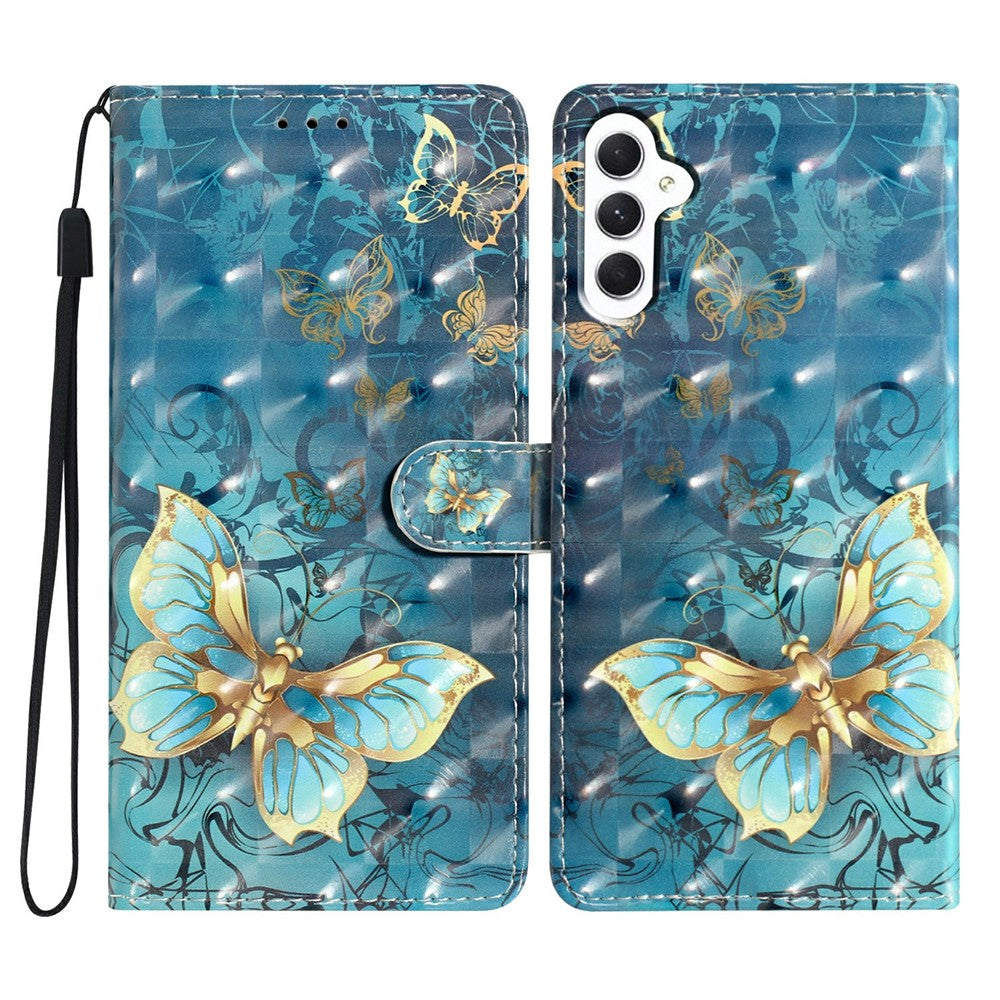 For Samsung Galaxy S25 Case PU Leather 3D Pattern Printing Wallet Phone Cover