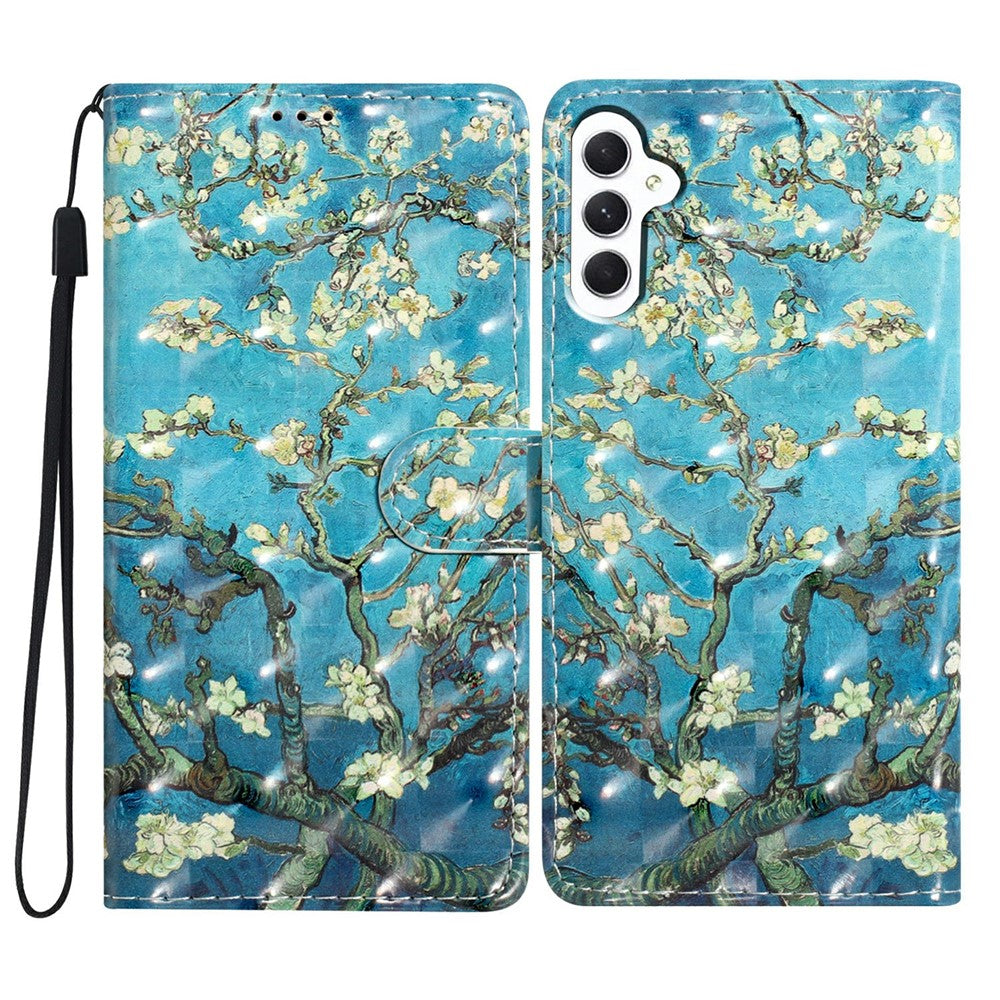 For Samsung Galaxy S25 Case PU Leather 3D Pattern Printing Wallet Phone Cover