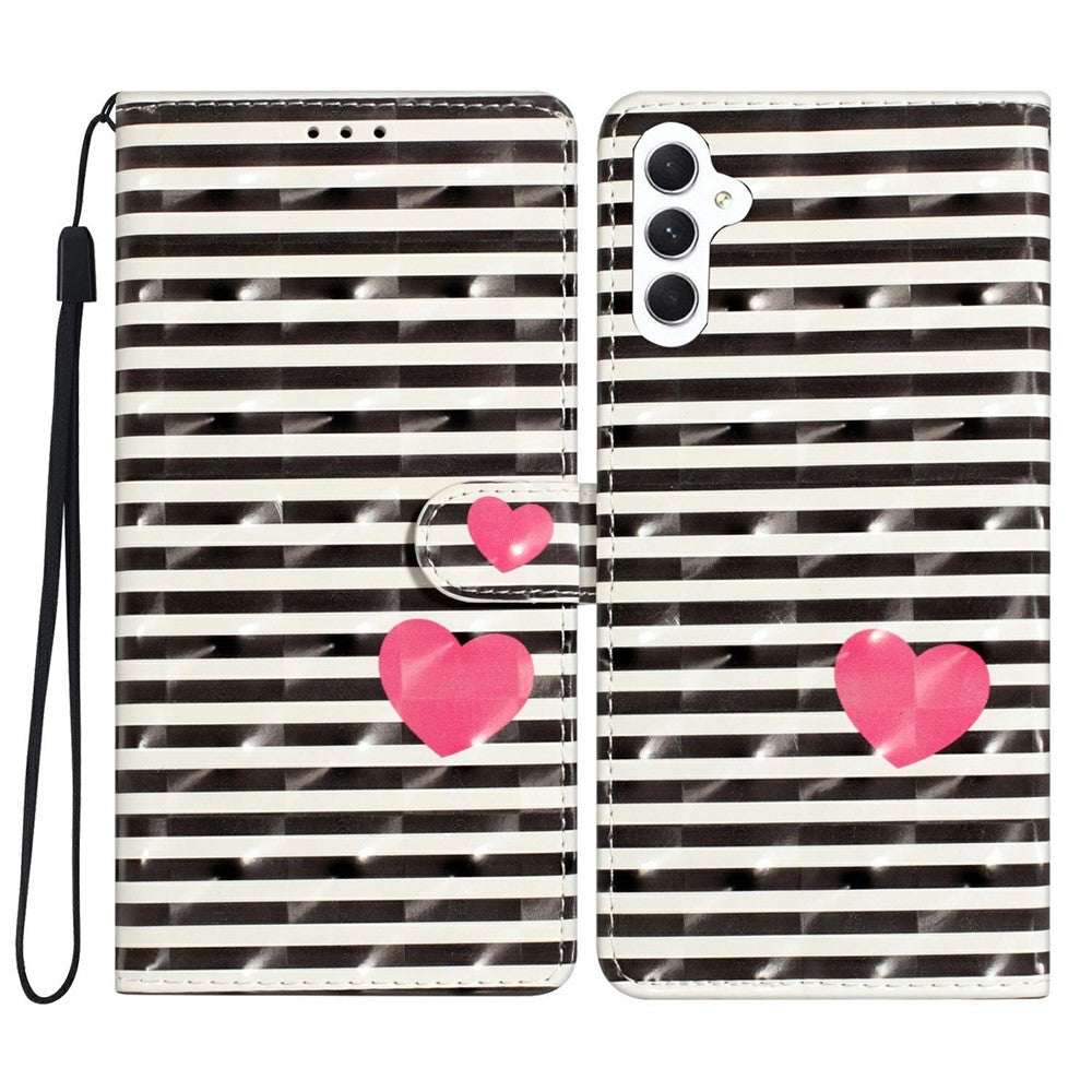 For Samsung Galaxy S25 Case PU Leather 3D Pattern Printing Wallet Phone Cover