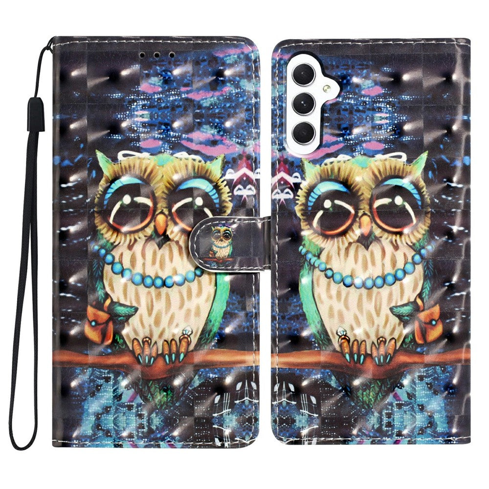 For Samsung Galaxy S25 Case PU Leather 3D Pattern Printing Wallet Phone Cover