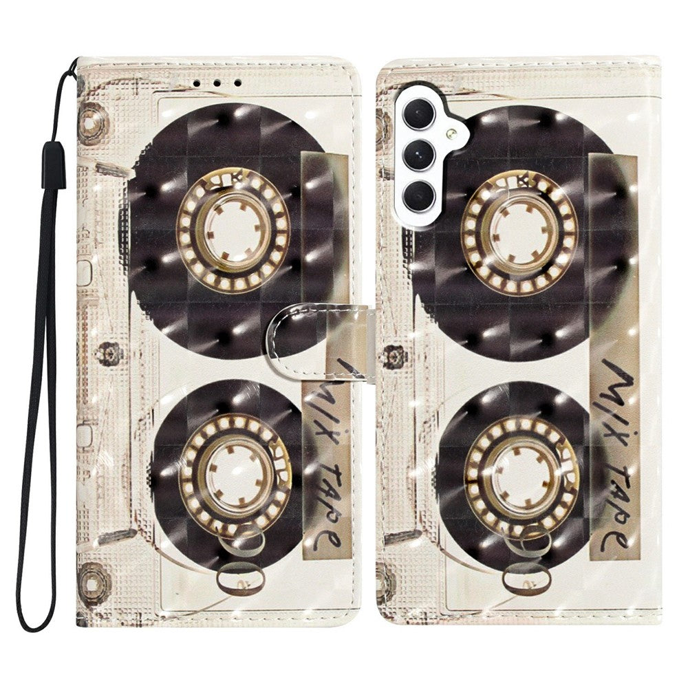 For Samsung Galaxy S25 Case PU Leather 3D Pattern Printing Wallet Phone Cover