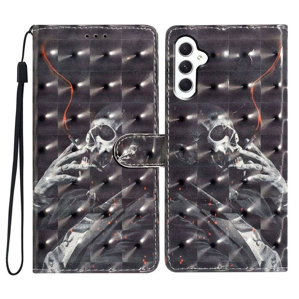 For Samsung Galaxy S25 Case PU Leather 3D Pattern Printing Wallet Phone Cover