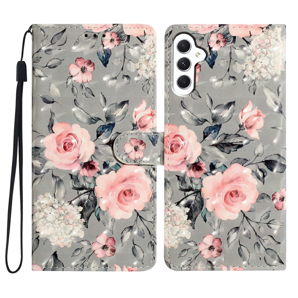 For Samsung Galaxy S25 Case PU Leather 3D Pattern Printing Wallet Phone Cover