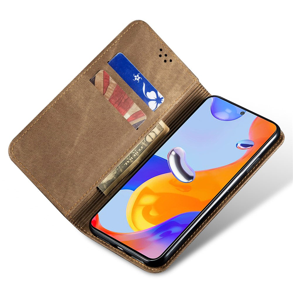 For Xiaomi 14T Pro Case Jeans Cloth Texture Anti-Scratch Leather Stand Phone Cover