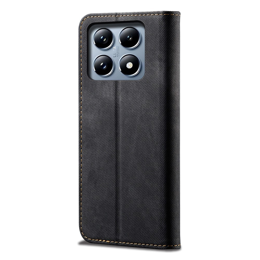 For Xiaomi 14T Case Jeans Cloth Texture Anti-Scratch Leather Stand Phone Cover