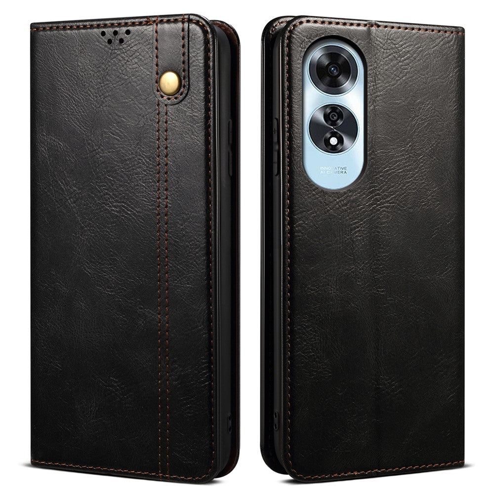 For Oppo A60 4G Case Crazy Horse Texture Waxy Leather Wallet Stand Phone Cover