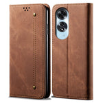 For Oppo A60 4G Case Jeans Cloth Texture Anti-Scratch Leather Stand Phone Cover