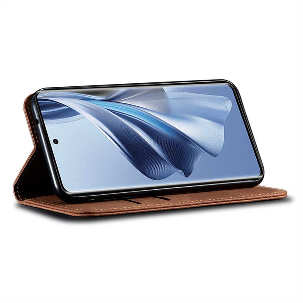 For Oppo A60 4G Case Jeans Cloth Texture Anti-Scratch Leather Stand Phone Cover
