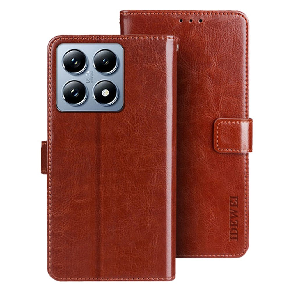 IDEWEI For Xiaomi 14T Pro Stand Case Crazy Horse Texture Leather Phone Cover