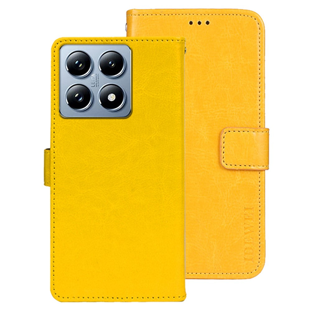 IDEWEI For Xiaomi 14T Pro Stand Case Crazy Horse Texture Leather Phone Cover