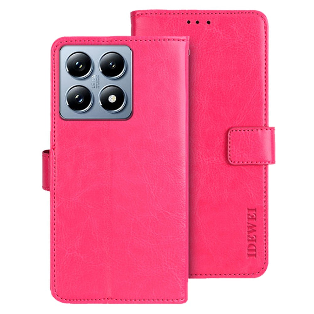 IDEWEI For Xiaomi 14T Pro Stand Case Crazy Horse Texture Leather Phone Cover