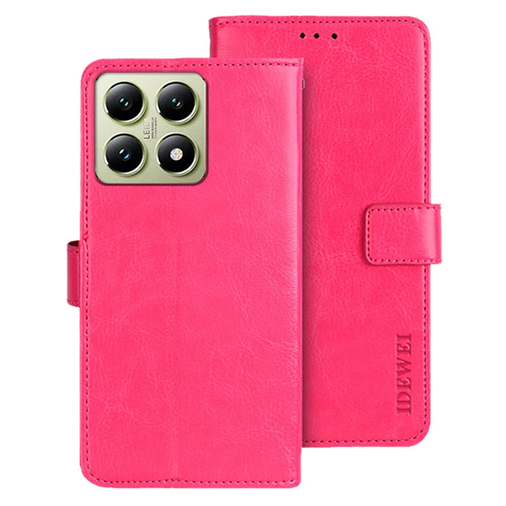 IDEWEI For Xiaomi 14T Stand Case Crazy Horse Texture Leather Phone Cover