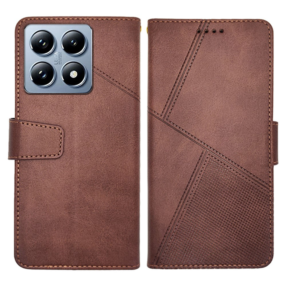 IDEWEI For Xiaomi 14T Pro Case Leather Wallet Phone Cover Stand Calf Texture