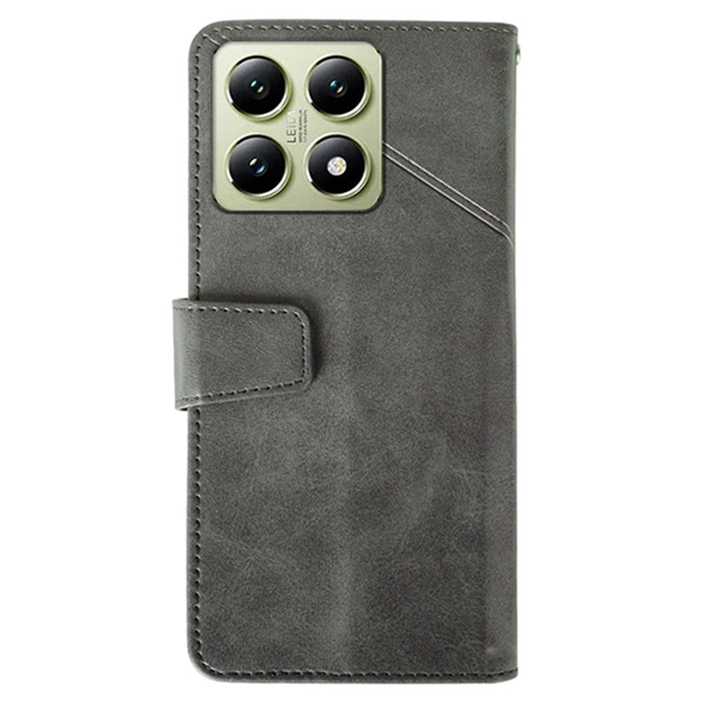 IDEWEI For Xiaomi 14T Case Leather Wallet Phone Cover Stand Calf Texture