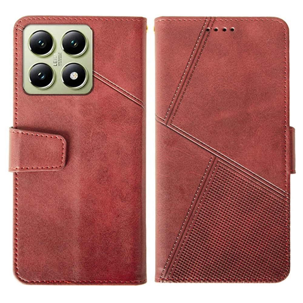 IDEWEI For Xiaomi 14T Case Leather Wallet Phone Cover Stand Calf Texture