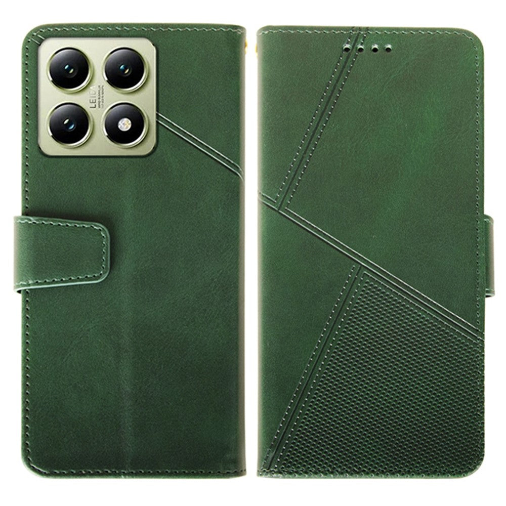 IDEWEI For Xiaomi 14T Case Leather Wallet Phone Cover Stand Calf Texture