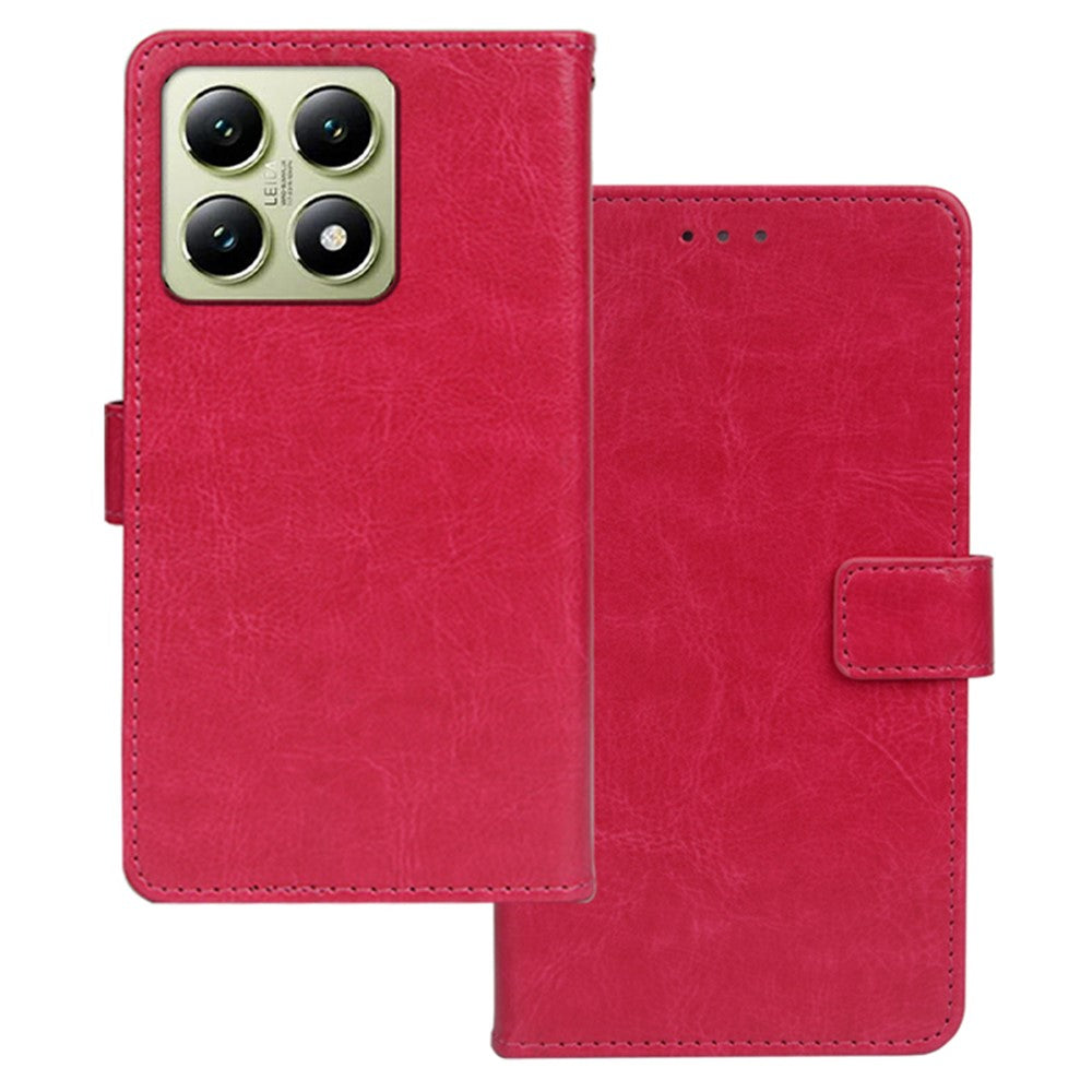 IDEWEI for Xiaomi 14T Case Card Slots Holder Leather Phone Cover Crazy Horse Texture