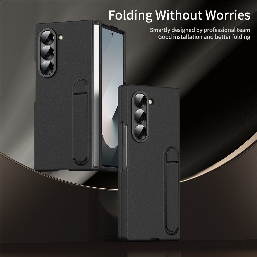 For Samsung Galaxy Z Fold5 5G Case Kickstand PC Phone Cover with Alloy Lens Ring