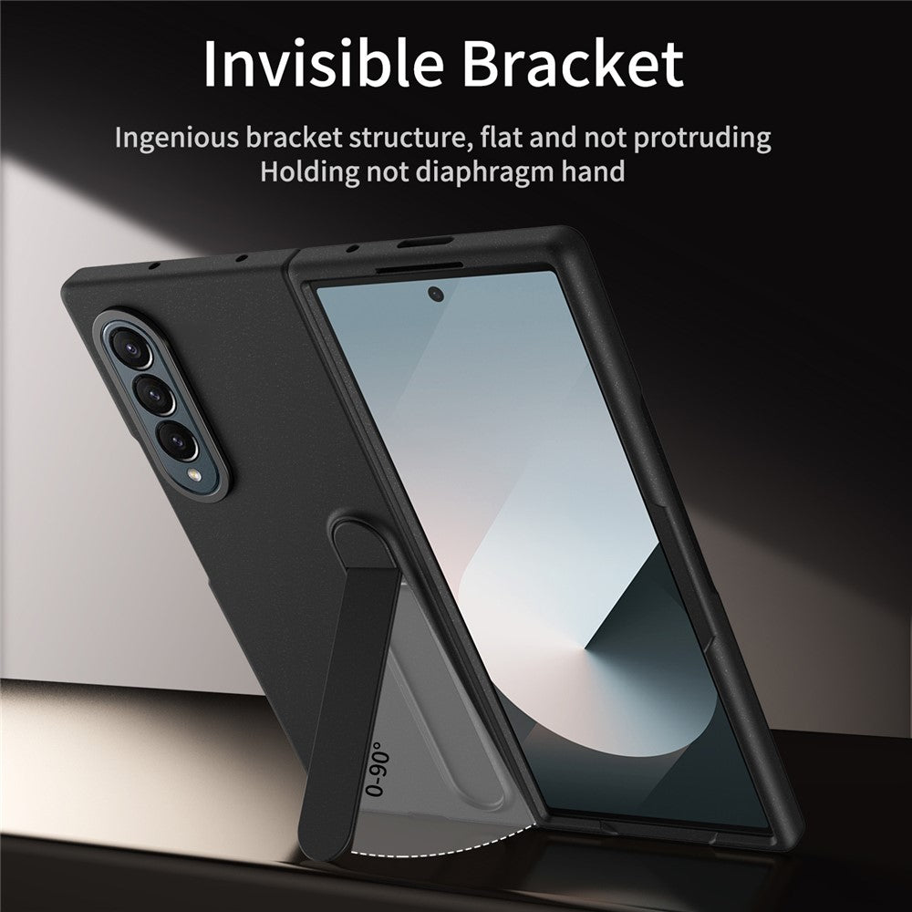 For Samsung Galaxy Z Fold4 5G Case Kickstand PC Phone Cover with Alloy Lens Ring