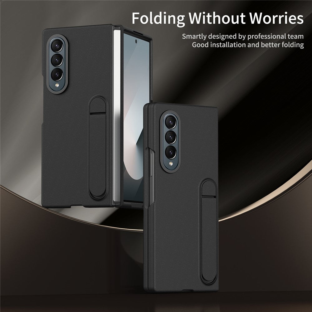 For Samsung Galaxy Z Fold4 5G Case Kickstand PC Phone Cover with Alloy Lens Ring