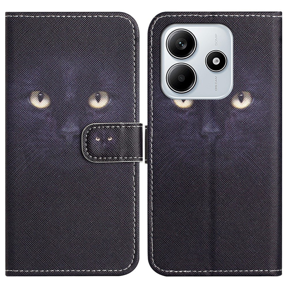 For Xiaomi Redmi Note 14 5G Case Pattern Print PU Leather Wallet Phone Cover Cross Texture