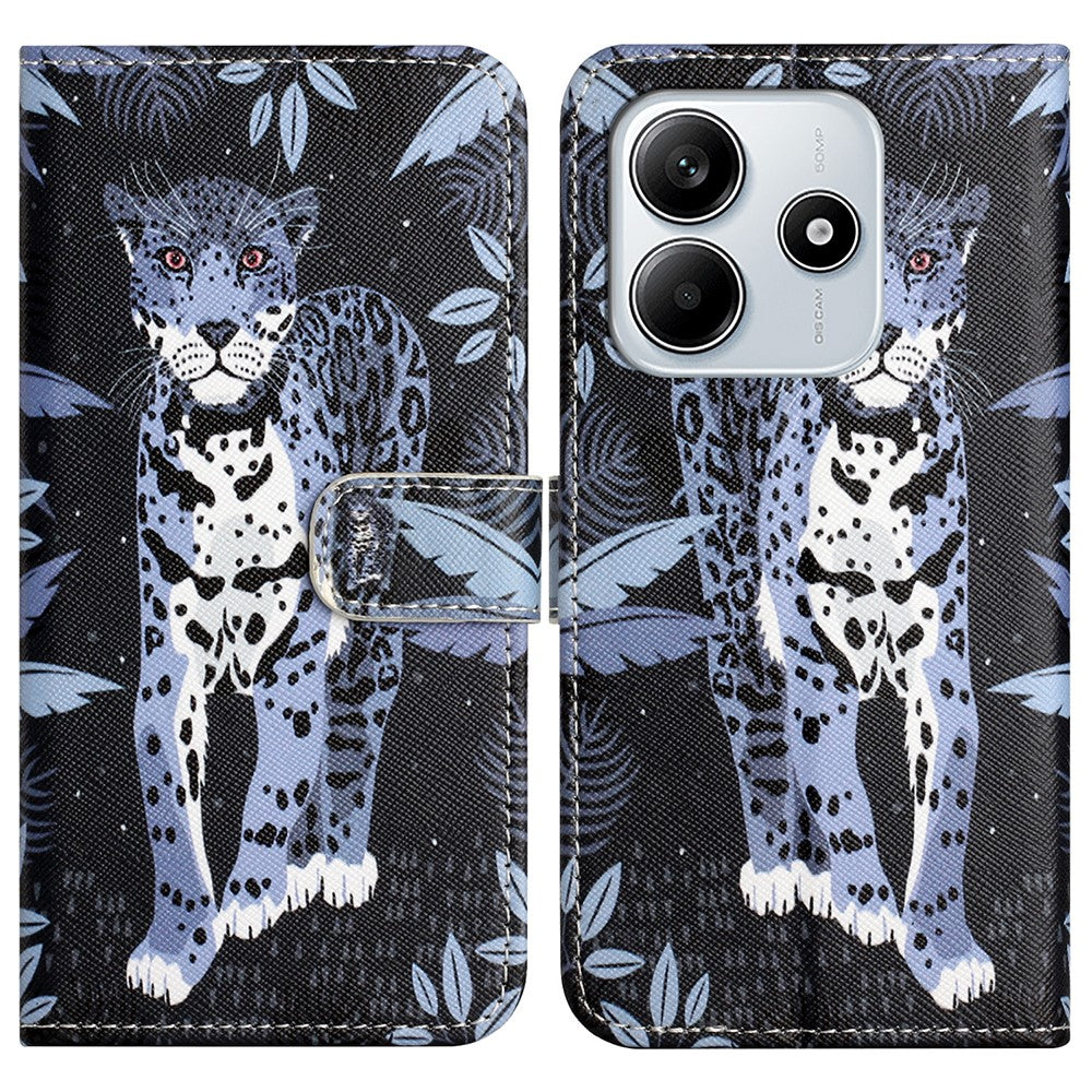 For Xiaomi Redmi Note 14 5G Case Pattern Print PU Leather Wallet Phone Cover Cross Texture