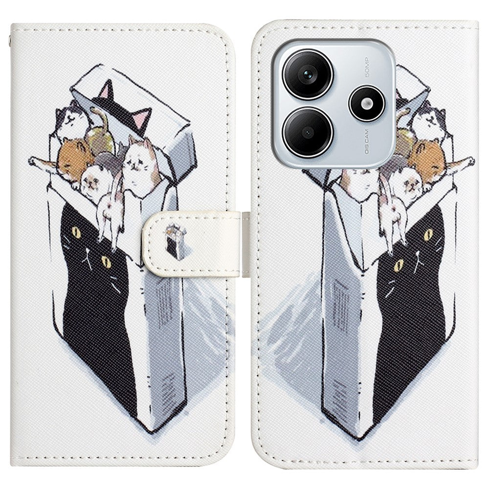 For Xiaomi Redmi Note 14 5G Case Pattern Print PU Leather Wallet Phone Cover Cross Texture