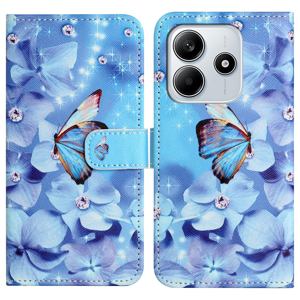 For Xiaomi Redmi Note 14 5G Case Pattern Print PU Leather Wallet Phone Cover Cross Texture