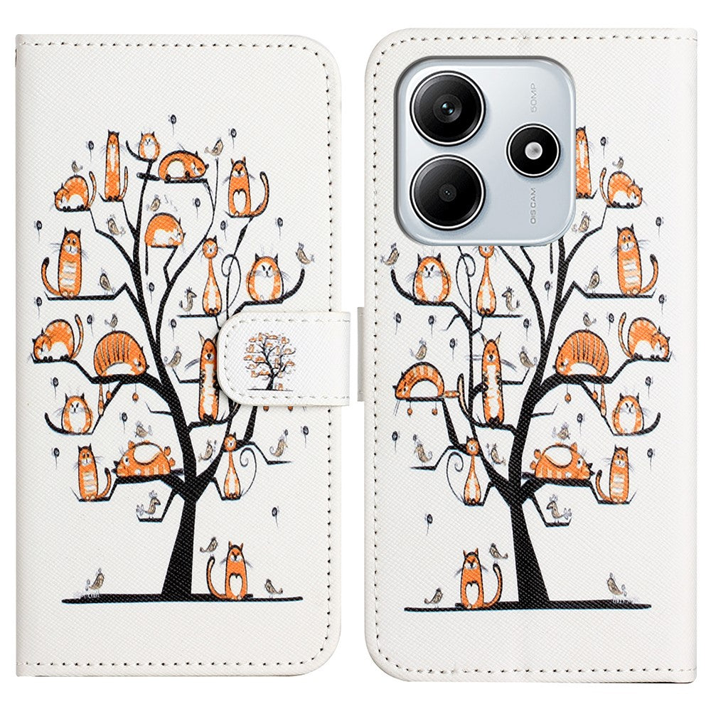 For Xiaomi Redmi Note 14 5G Case Pattern Print PU Leather Wallet Phone Cover Cross Texture