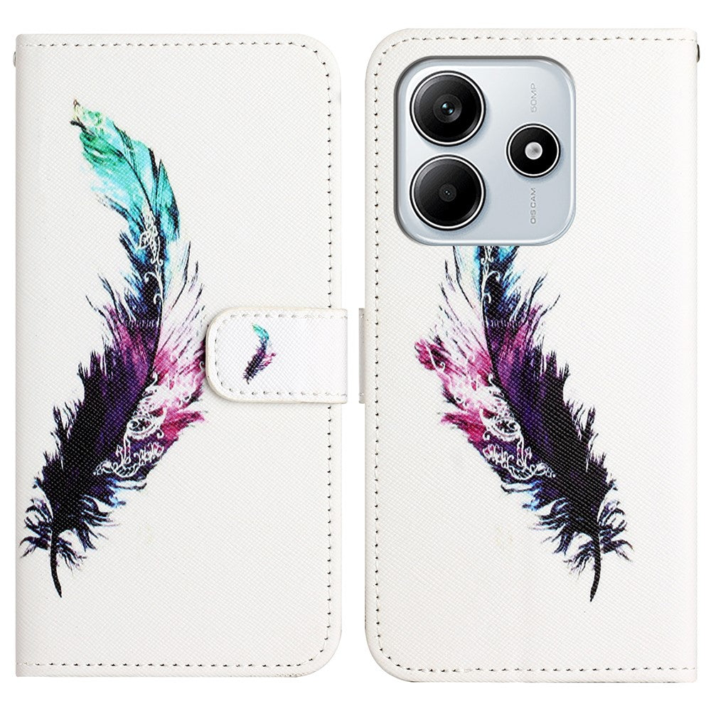 For Xiaomi Redmi Note 14 5G Case Pattern Print PU Leather Wallet Phone Cover Cross Texture