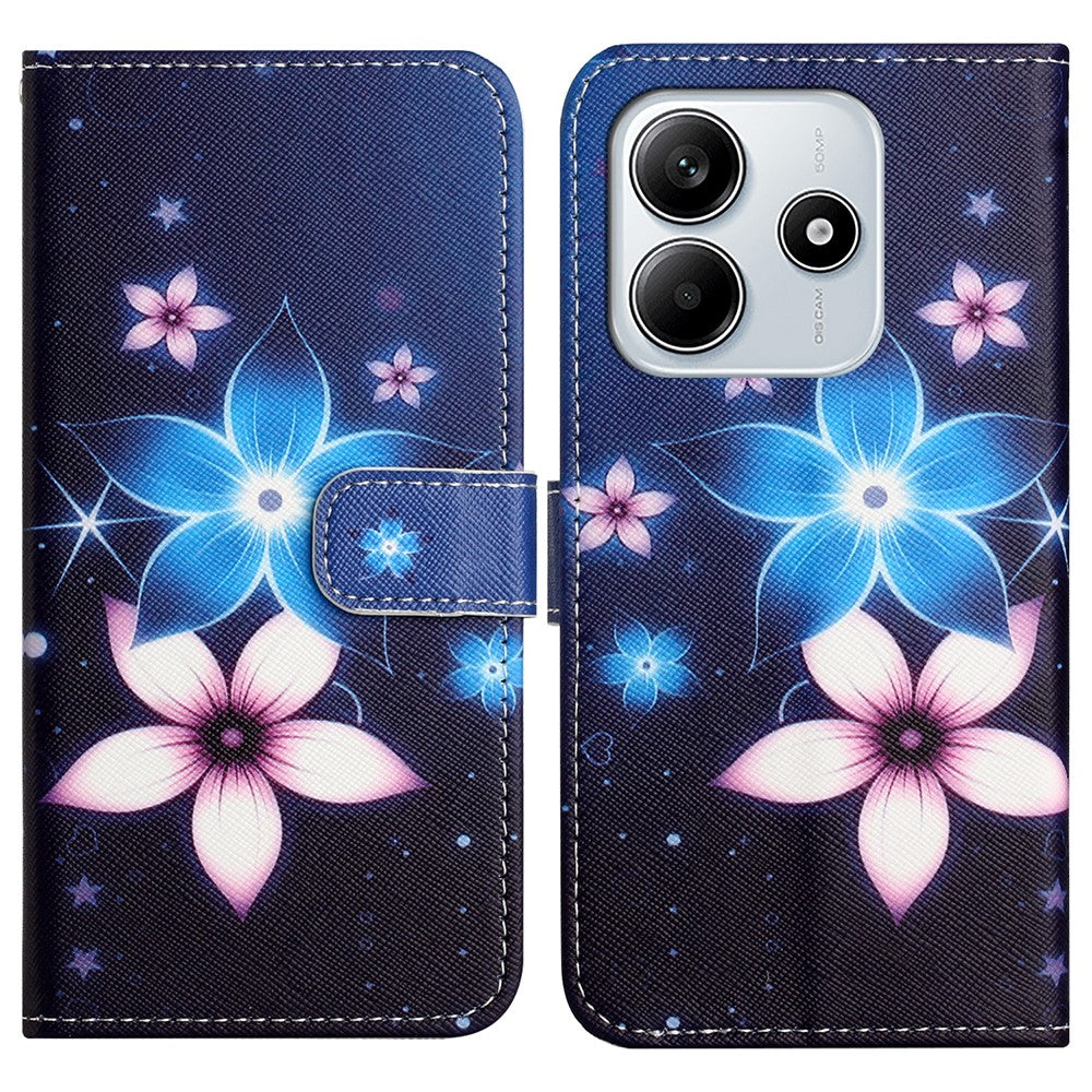 For Xiaomi Redmi Note 14 5G Case Pattern Print PU Leather Wallet Phone Cover Cross Texture