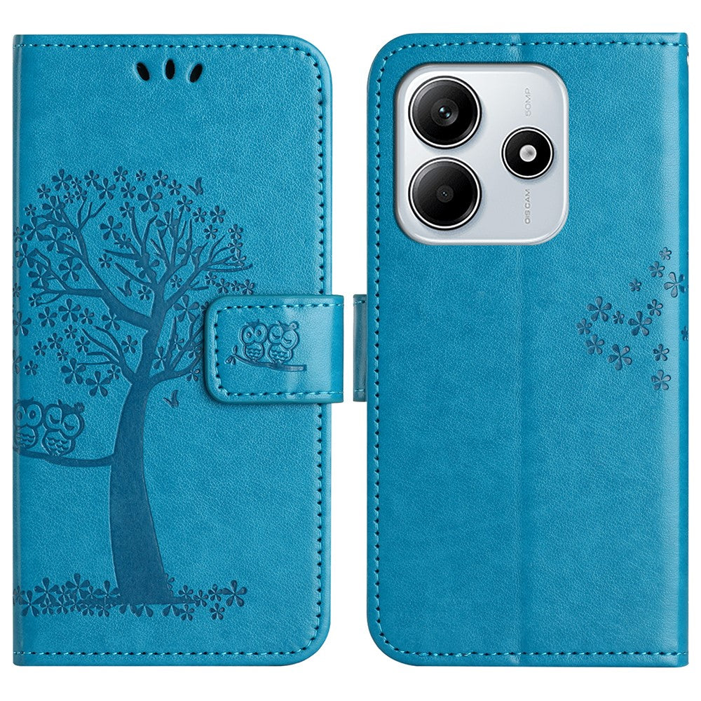 For Xiaomi Redmi Note 14 5G Case PU Leather Owl Tree Imprinted Wallet Phone Cover