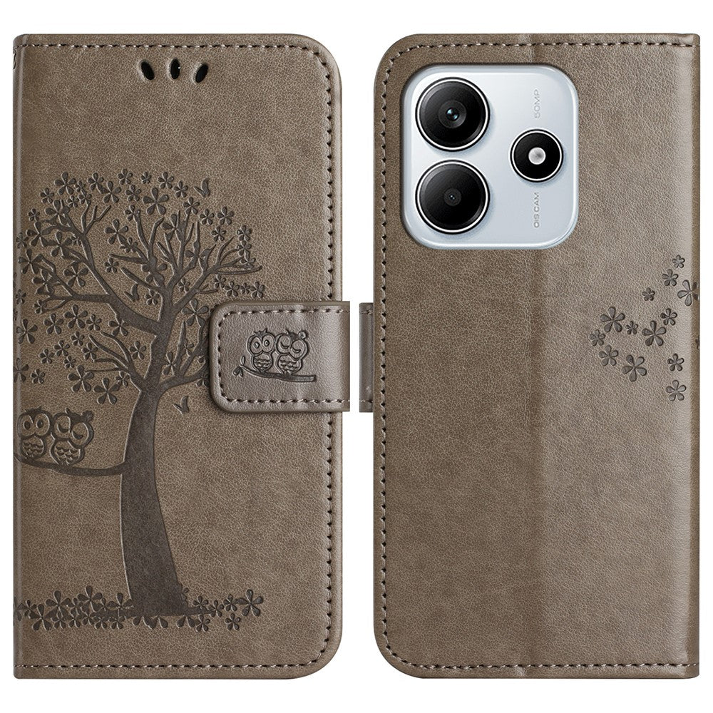 For Xiaomi Redmi Note 14 5G Case PU Leather Owl Tree Imprinted Wallet Phone Cover