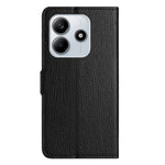 Xiaomi Redmi Note 14 5G-skal PU-läderplånboksfodral Litchi-textur, svart