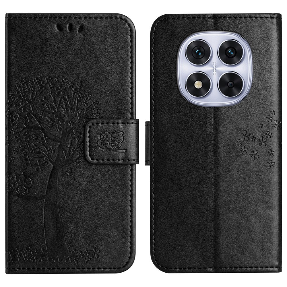 For Xiaomi Redmi Note 14 Pro+ 5G / Note 14 Pro 5G / Poco X7 5G Case PU Leather Owl Tree Imprinted Wallet Phone Cover