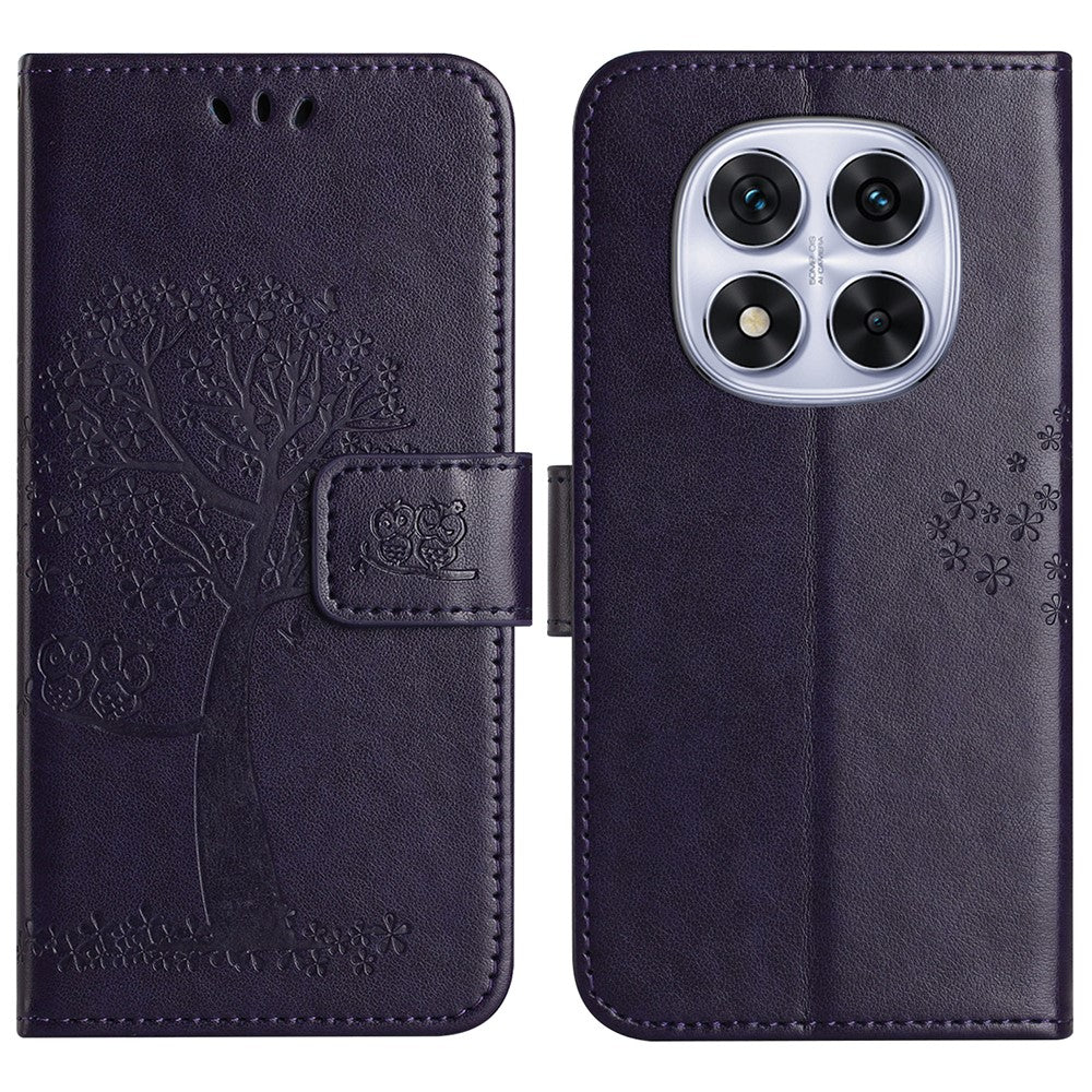 For Xiaomi Redmi Note 14 Pro+ 5G / Note 14 Pro 5G / Poco X7 5G Case PU Leather Owl Tree Imprinted Wallet Phone Cover
