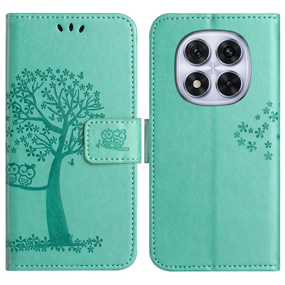 For Xiaomi Redmi Note 14 Pro+ 5G / Note 14 Pro 5G / Poco X7 5G Case PU Leather Owl Tree Imprinted Wallet Phone Cover