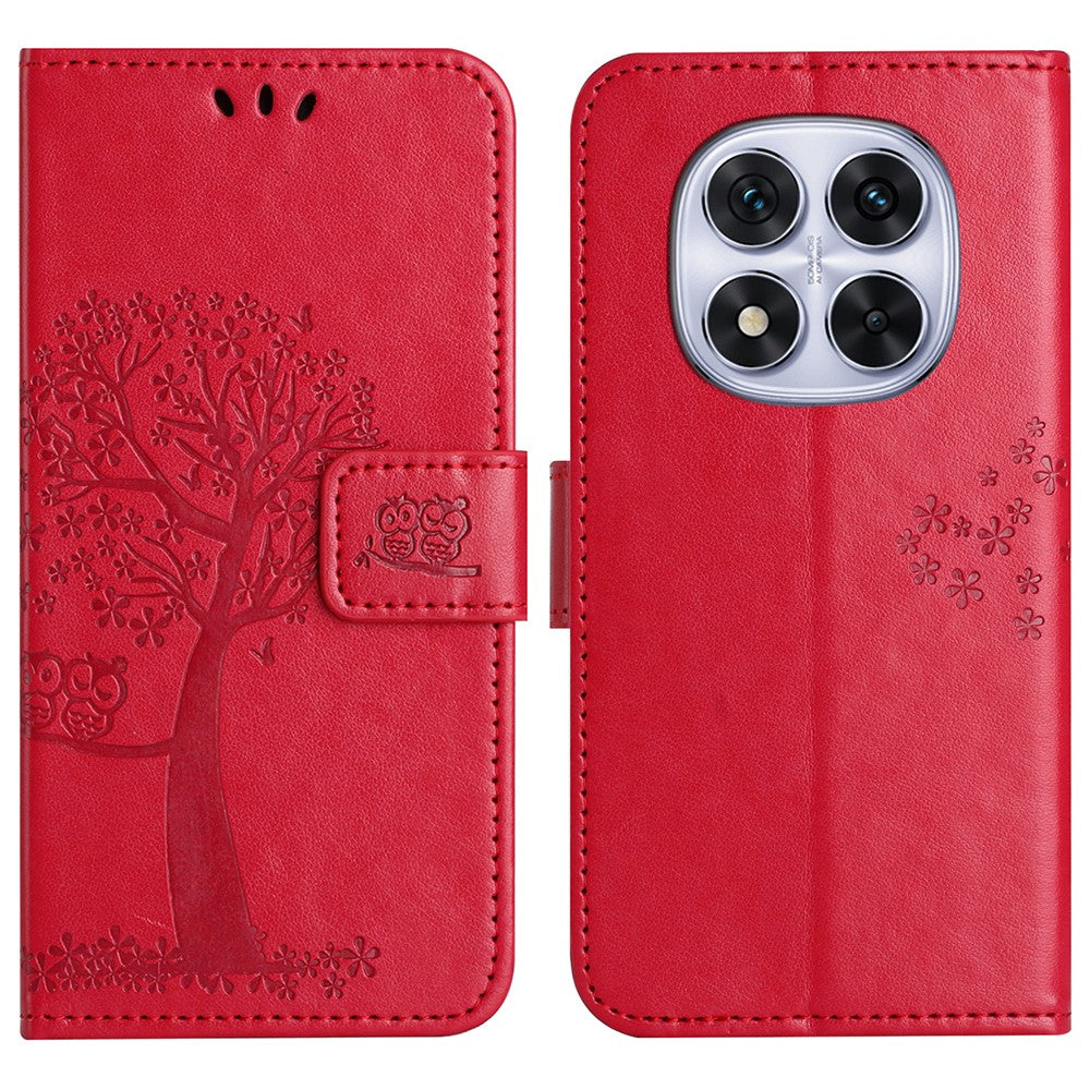 For Xiaomi Redmi Note 14 Pro+ 5G / Note 14 Pro 5G / Poco X7 5G Case PU Leather Owl Tree Imprinted Wallet Phone Cover